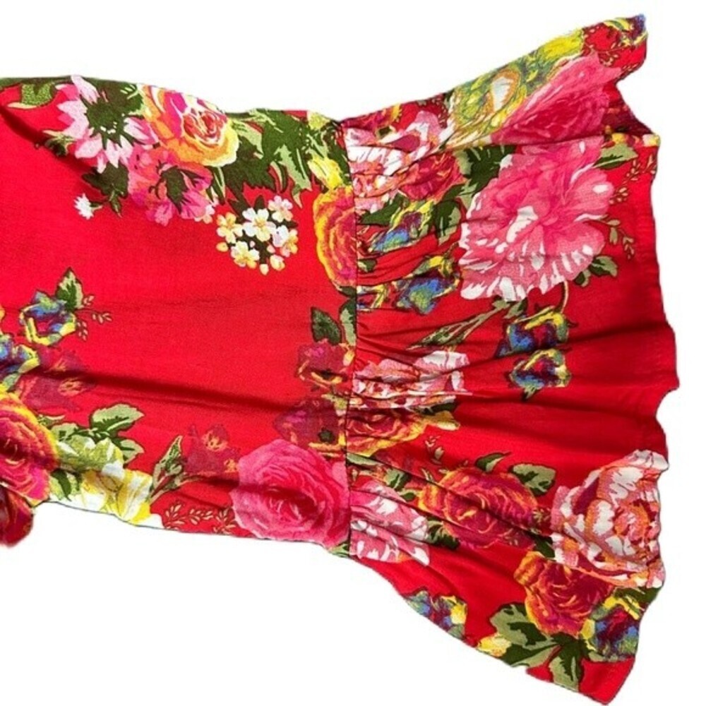 Umgee Floral Boho Top Size Large Blouse Cottagecore Lace Hem Flowy Women’s Top - Picture 14 of 16
